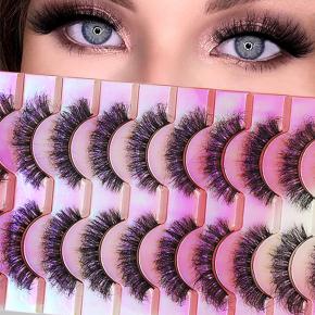 10 Pairs 6D Faux Mink Lashes Natural Look Wispy Fluffy Handmade Cat Eye Lashes False Eyelashes 